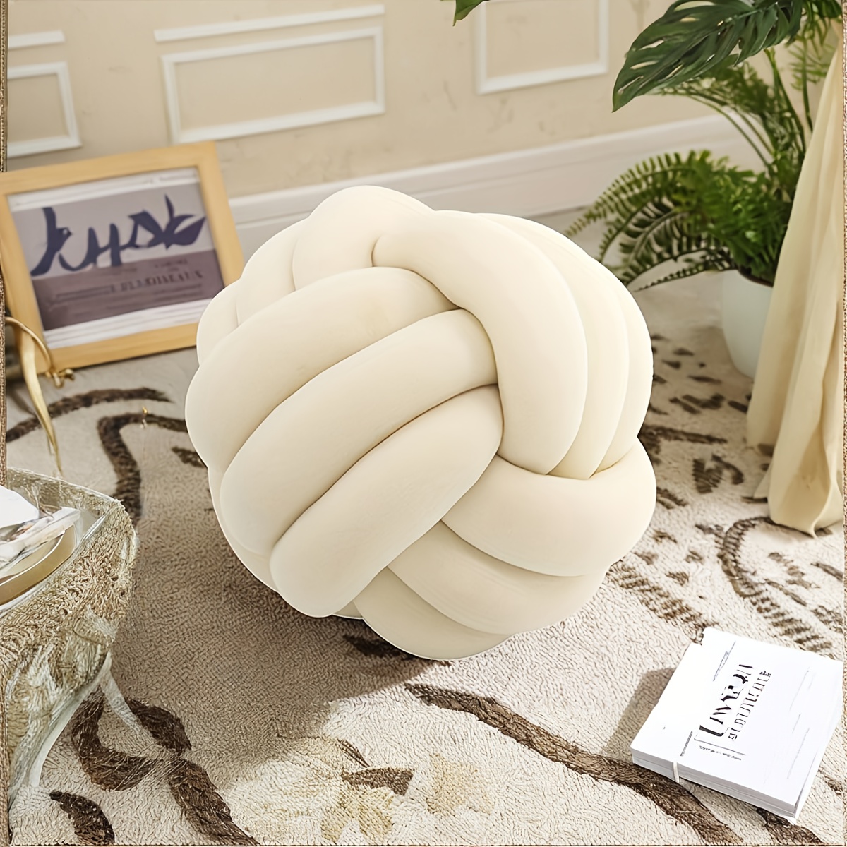 TEMU 1pc Space Geometry Handmade Ball Pillow, Artistic Decorative Pillow. Solid Color Ball Pillow, Living Room, Office, Bedroom, Sofa Decoration
