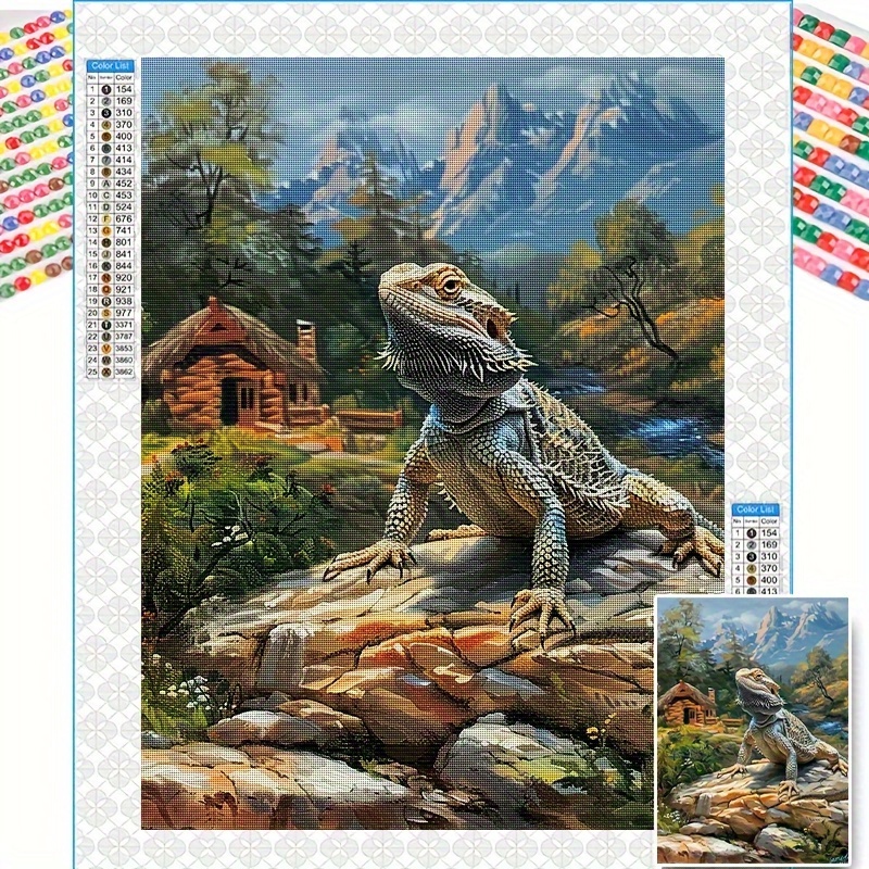 

Reptile-themed 5d Diamond Painting Kit, Round Rhinestones, Diy Mosaic Wall Art, 11.8x15.8 Inches - Beginners, Decor,