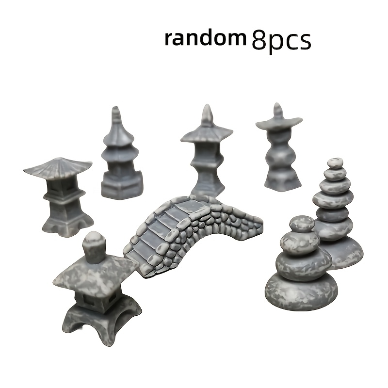 Image of Random 8pcs Architectural Miniature , Fairy Garden Additions, Suitable For Glass Jar Gardens, Bonsai, Micro Landscape Decoration. Farmhouse Garden Decor, Fairy Arrangement