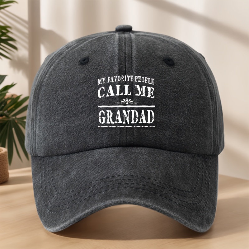 TEMU Call Me Grandad Letter Print Baseball - Classic Washed Retro Adjustable Soft Comfortable Breathable Hat For Outdoor, Sports, Shopping & Camping