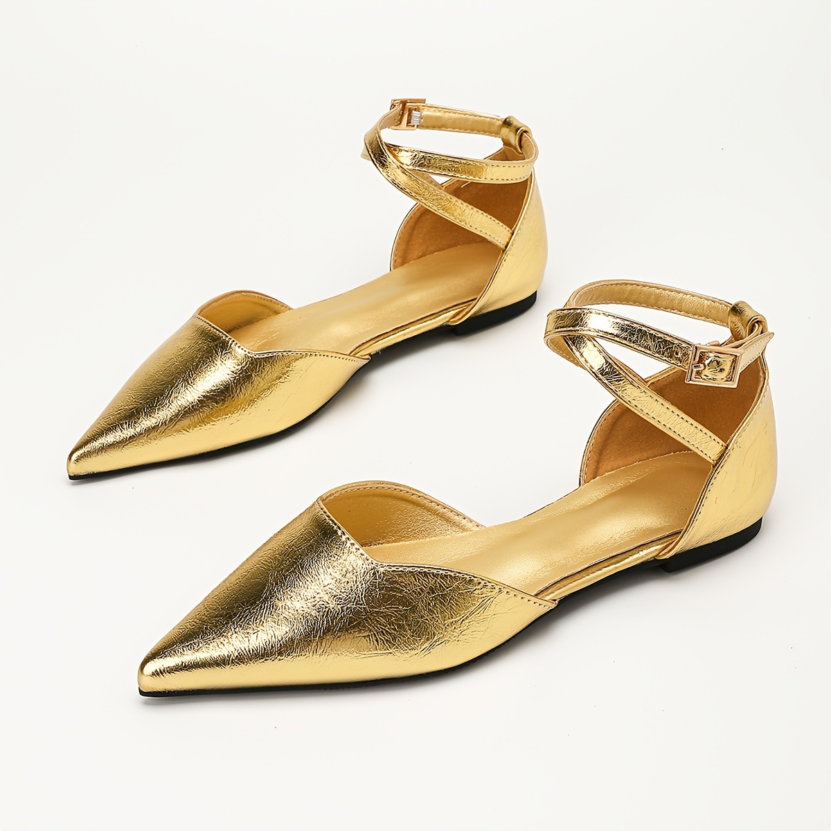 TEMU New Women's Fashion Pointed Toe Comfortable Flat Shoes, Party Dress Shoes, Simple And Elegant Ankle Strap Women's Shoes, Women Shoes Halloween