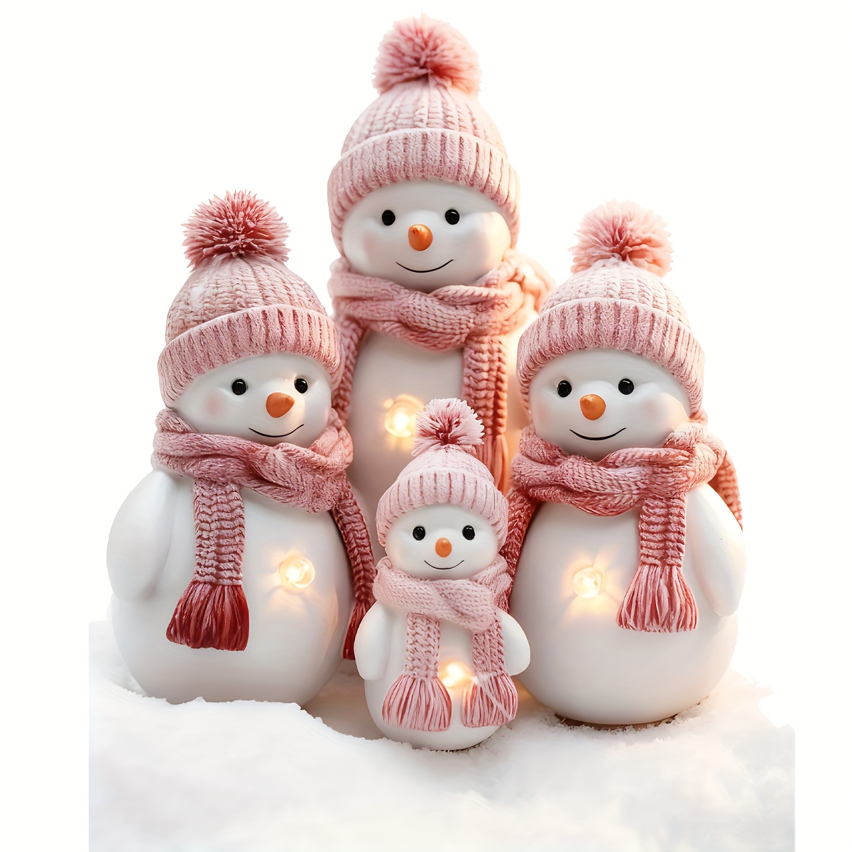 TEMU 6.3-inch Warm Pink Dress Up Snowman Family Sticker, Car Sticker, Suitable For Pasting On Cars, Trucks, Motorcycles, Laptops, Suitcases, Bumpers,