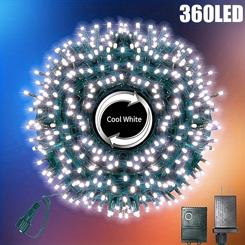 

105ft 360 Led Outdoor String Lights White, Extendable Holiday Decoration Lights, Plug In String Lights With 8 Functions And Timer Waterproof For Christmas Holiday Party Wedding Bedroom Garden