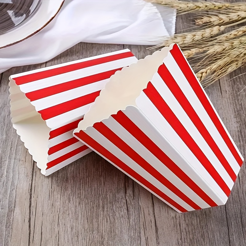 

20-pack Paper Popcorn Containers For Parties - Striped Disposable Popcorn Boxes For Movie Nights, Birthdays, And Celebrations