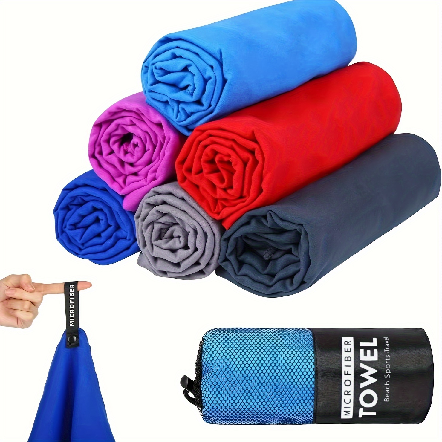 

3-pack Microfiber Travel Towels For Camping & Hiking - Ultra Absorbent, Quick-dry, Compact, Lightweight Towels With Mesh Carry Bag & Loop - Ideal For Fitness, Trips, Bathing