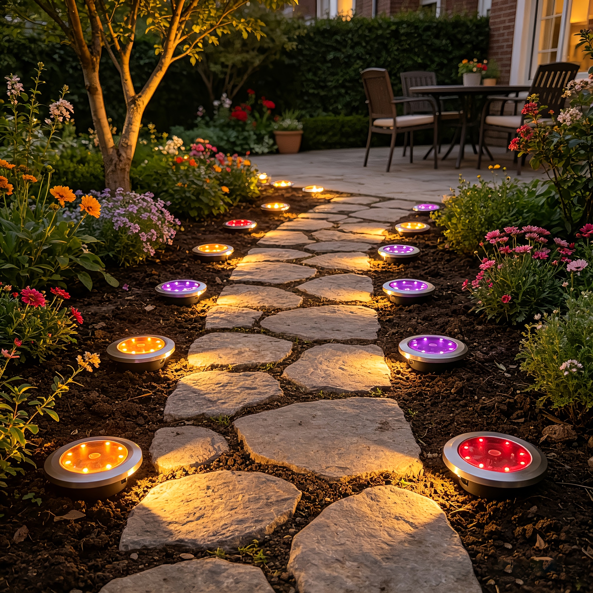 1pc solar ground light color changing outdoor landscape pathway lawn light in ground garden light auto on off dusk to dawn 8 10h   wireless   for yard walkway driveway deck patio fence party bbq   decor