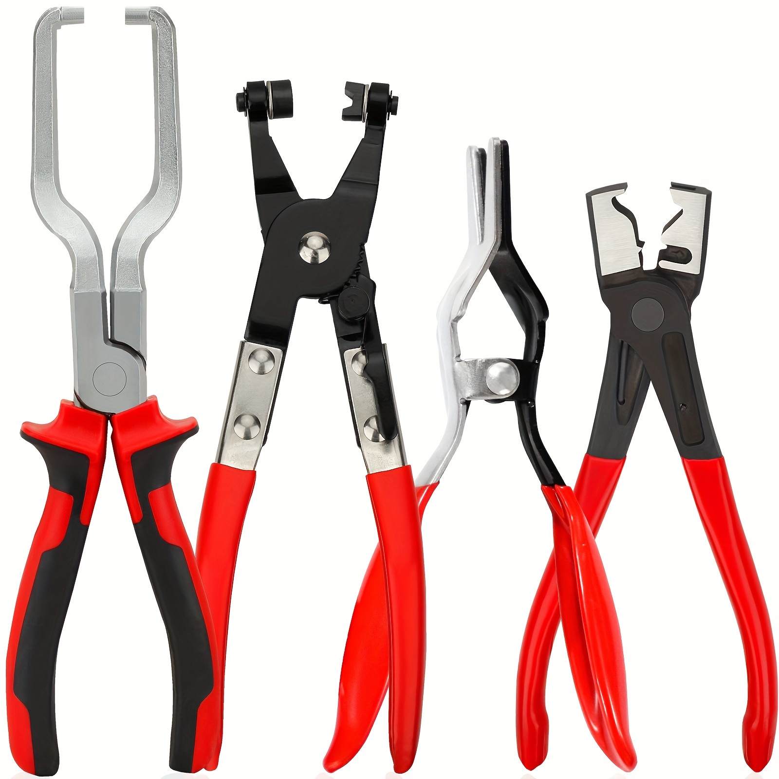 

4 Pcs Hose Clamp Pliers Set With Hose Clamp - Plier, Hose Remover Plier, Petrol Clip Pipe Plier For Auto Maintenance