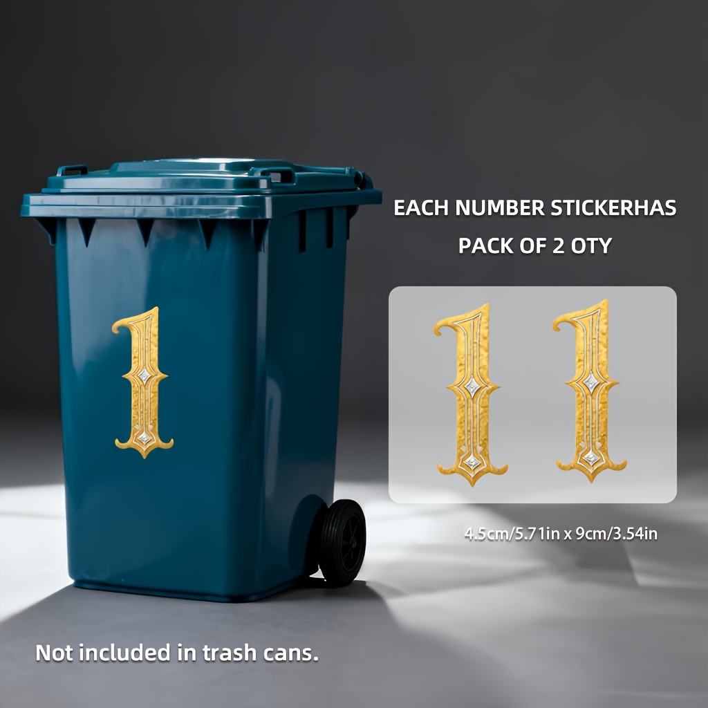 2pcs Heavy-duty Pvc Self-adhesive Stickers - 5.7" (14.5cm) Large Commercial Reflective Trash Can Labels, Residue-free For Wheeled Bins, Car Trash Cans, Garage Organization