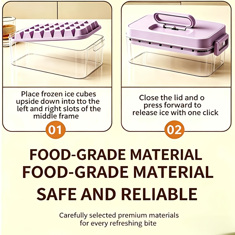 Quick-Release Ice Tray with Lid and Bin