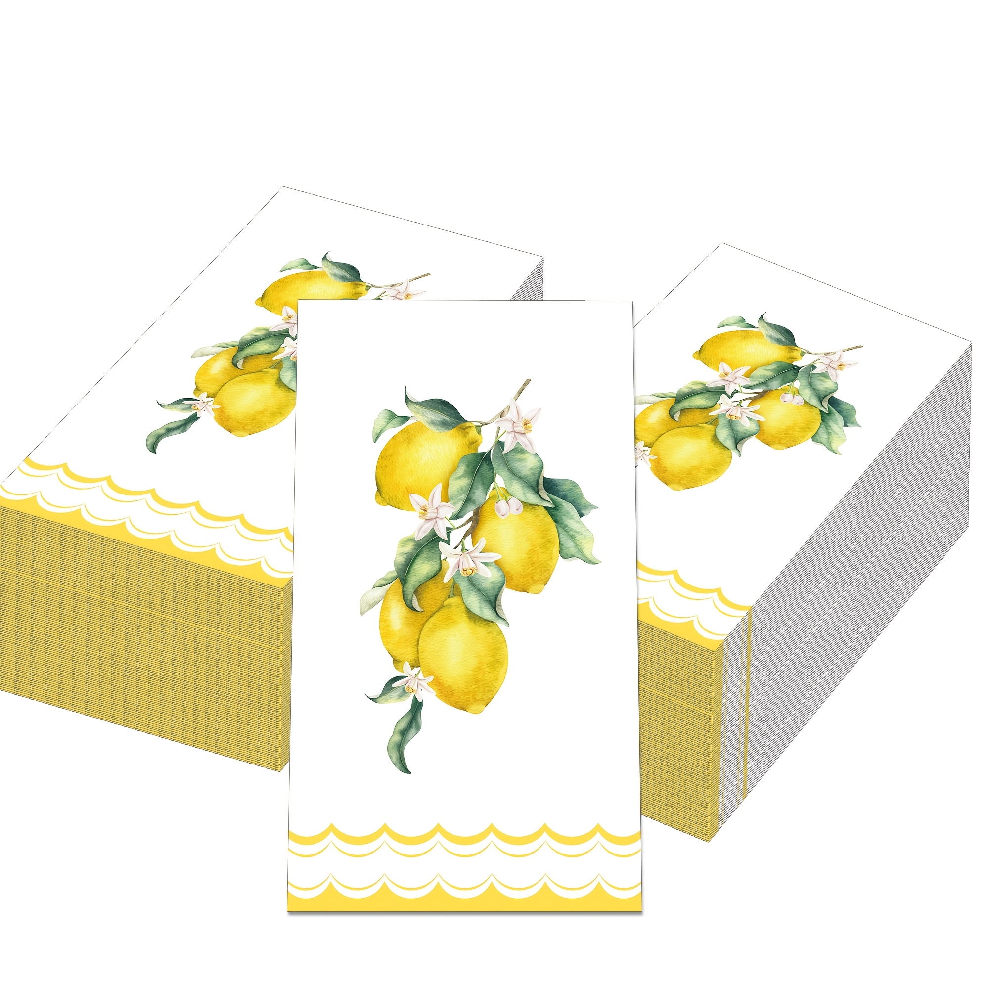 E-shop Set mit 20 Einweg-Papierluden mit Sommer-Zitronen- und Blumendesigns, für Babypartys, Picknicks und Dinnerpartys. Jede Serviette misst 4,5 x 8