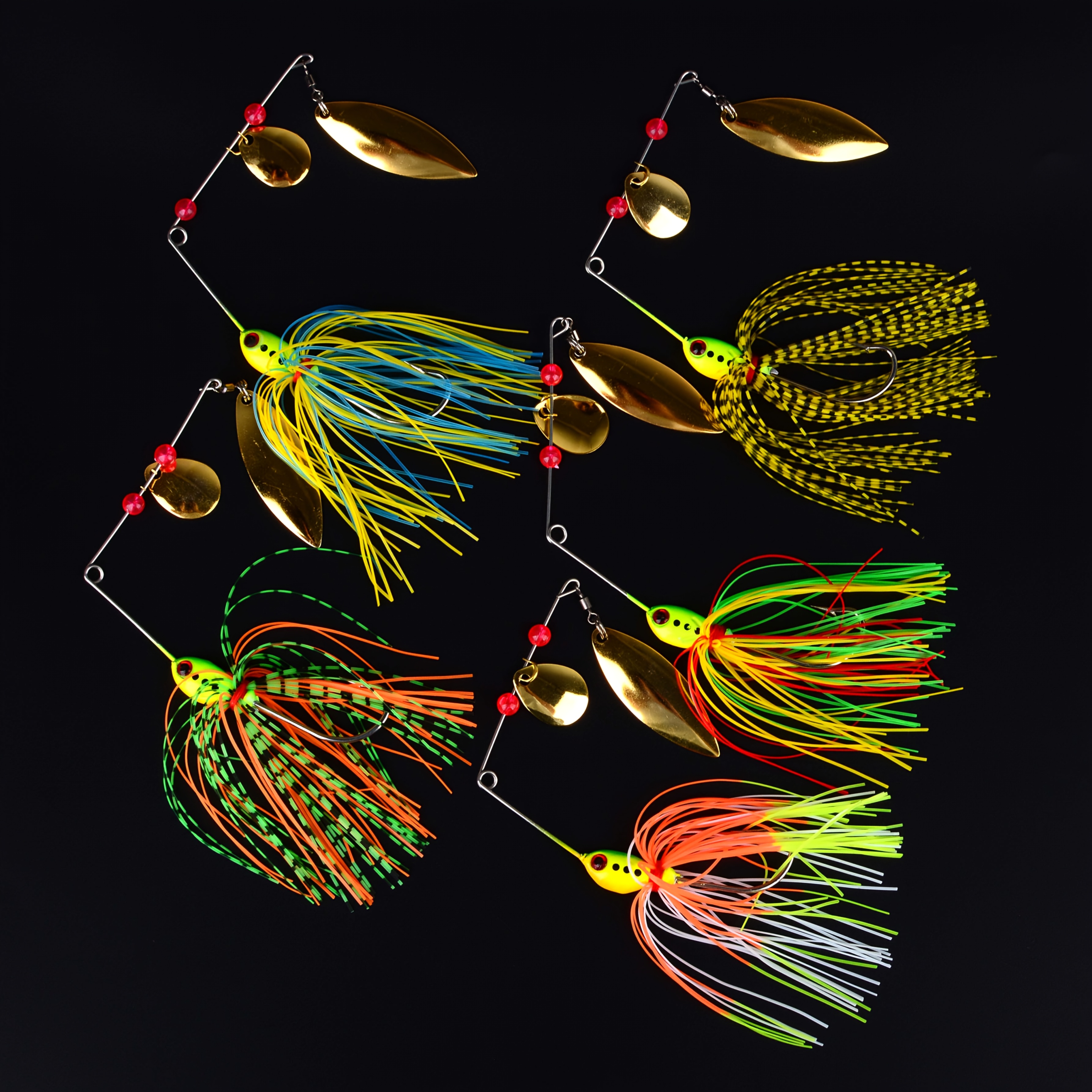 E-shop Set mit 5 Metall Spinnerbaits zum Fangen großer Barsche und , mit Pailletten und Jigs für effektives Angeln