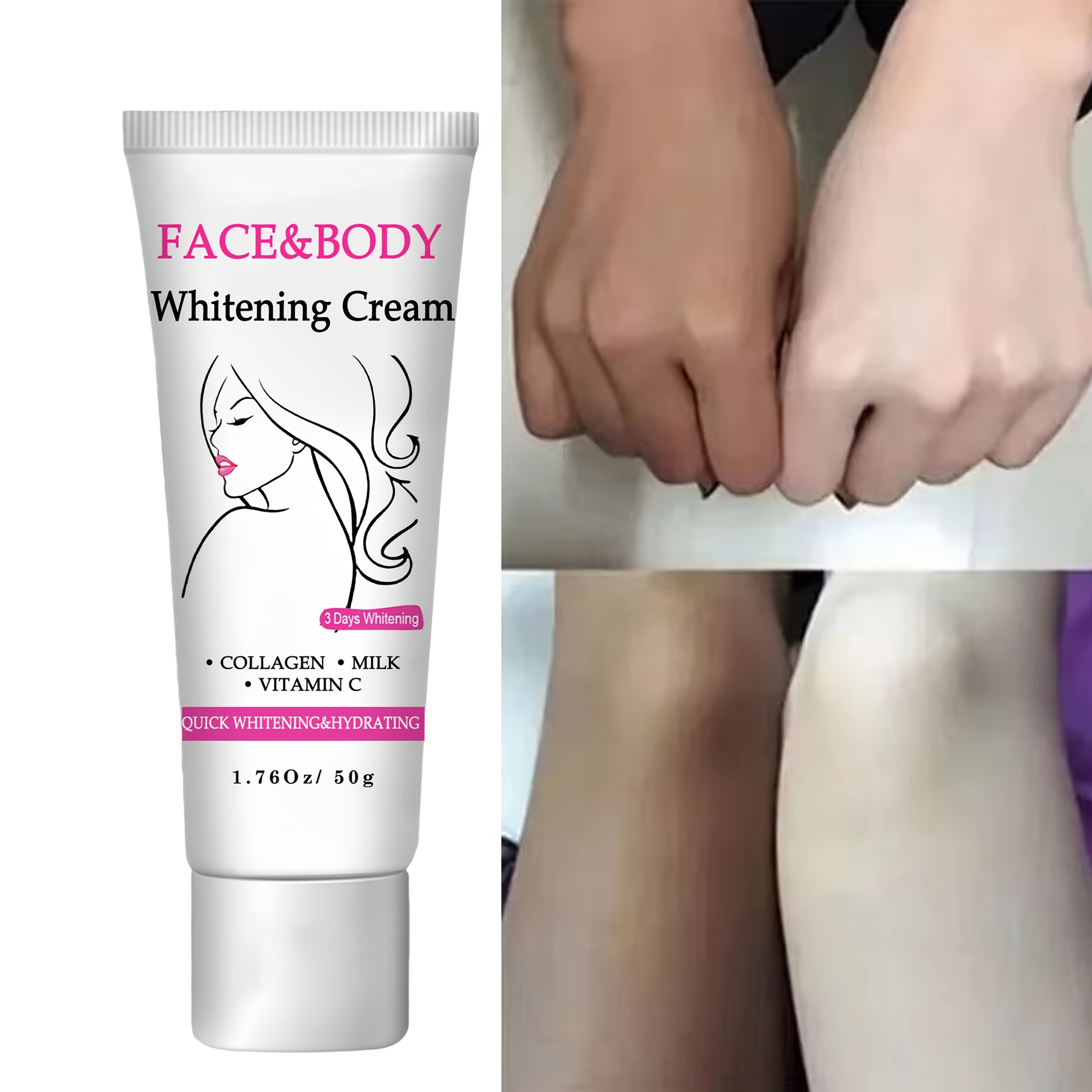 Brightening Cream for Face and Body 50g, Moisturizing Cream for Face, Neck, Underarms, Elbows, Knees and Inner Thigh