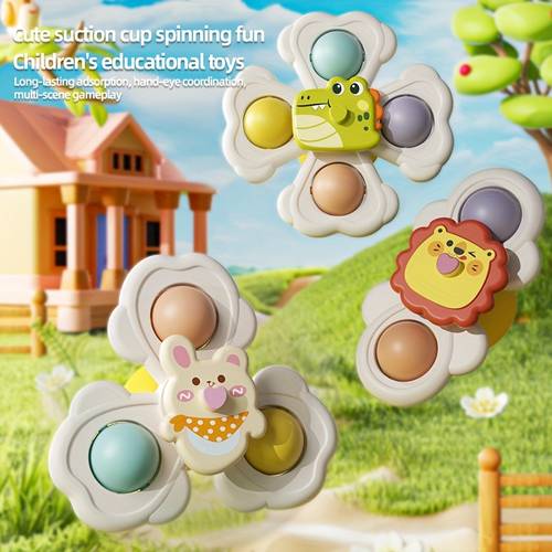 3 stück kinder badezimmer badewannen spiel saugnapf drehspielzeug, für tischplatten, - fliesenwände, aufmerksamkeitsstarke bunte cartoon-tier saugnapf , niedliches krokodil hase muster taktiles spaßspielzeug, für halloween, thanksgiving weihnachtsgeschenke, ideal für weihnachten, für thanksgiving weihnachtsstrumpffüller, weihnachtsstrumpffüller