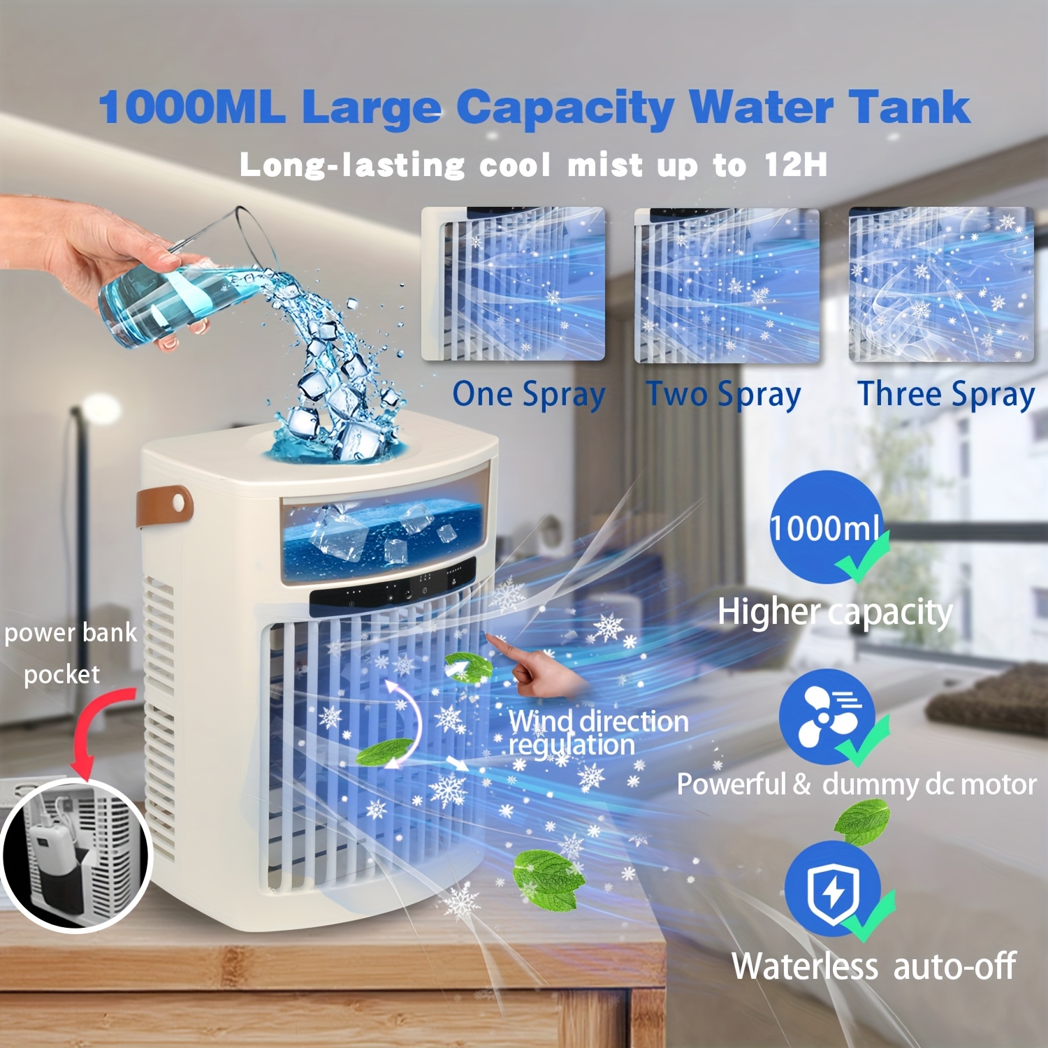 Smallest Ductless Mini Split s, 1600ml Portable AC Unit With