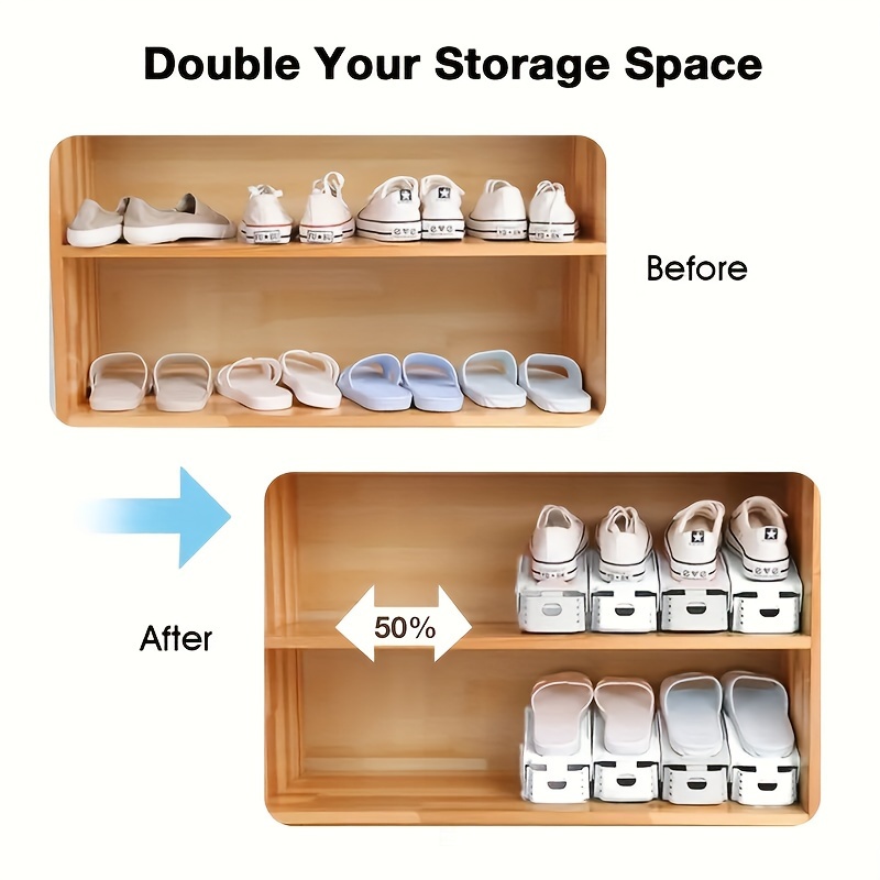 30-Pack Adjustable Shoe Storage Slots, Space-Saving Plastic Shoe Rack for Closet, Entryway, Hallway, Living Room, Bedroom, Easy Stackable, No Power Required, Home Organization Solution for Shoe Storage