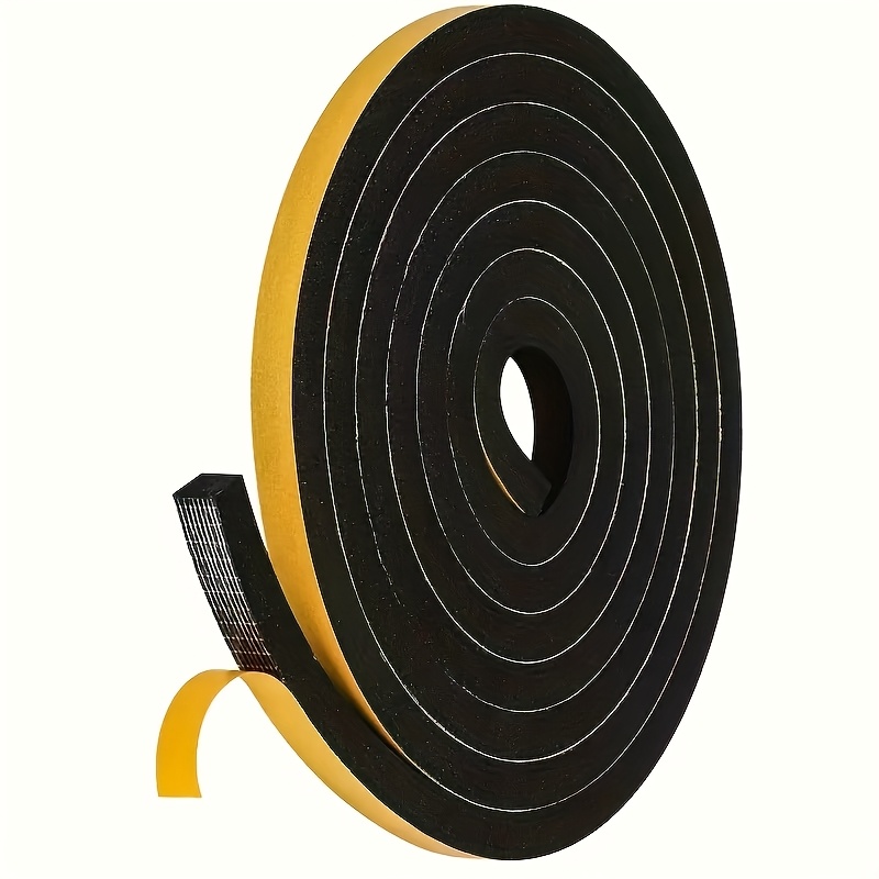 TEMU 1/2pcs High-density Foam Door And Window Seal Strip Width 0.47 Inch X Thickness 0.47 Inch X Length 2 Meters Self-adhesive Weatherproof Foam Tape