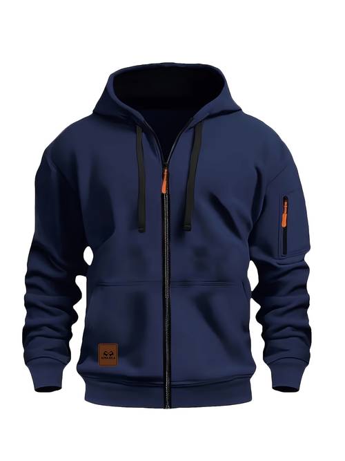 cardigan sweatshirt na may zip-up at hood para sa mga lalaki, estilong , makabago, simple, kaswal na sportswear jacket