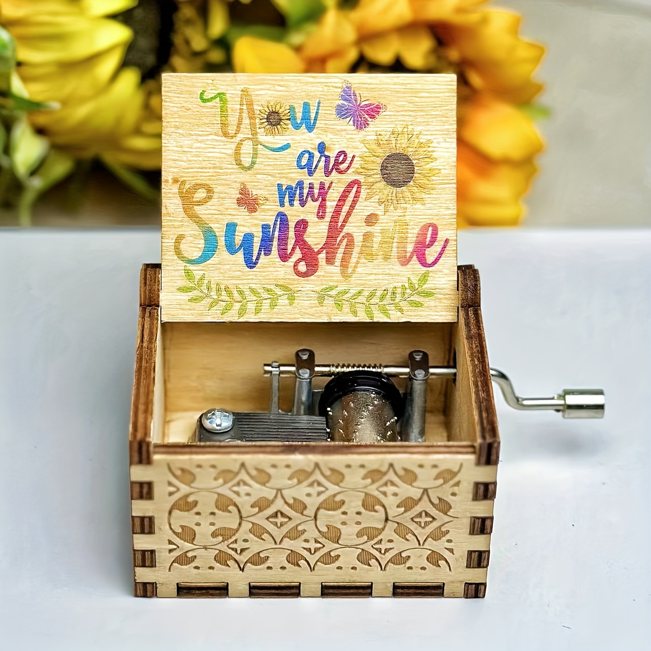 

Vintage Laser-engraved Music Box With "you Are My Sunshine" – Ideal Gift For Birthdays, Thanksgiving, Valentine's, Christmas, New Year's – Suitable 14+