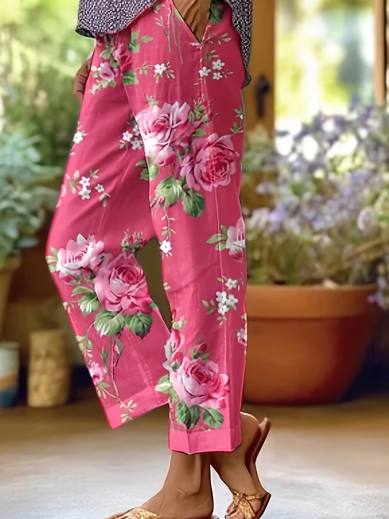 floral print pants sold on Temu United States