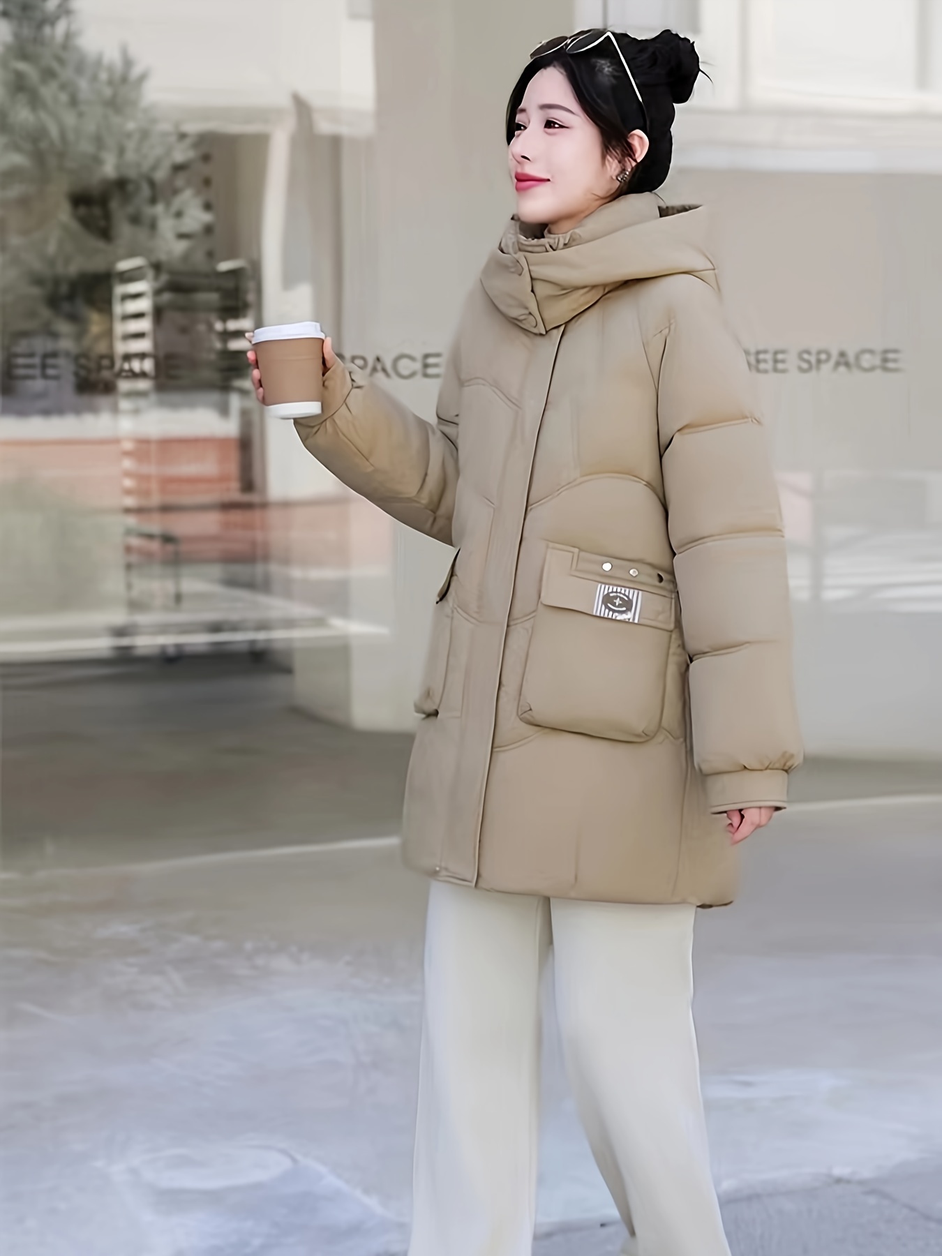 Zip Up Sweaters For Women OMZIN Women's Comfy Puff Padded Jacket