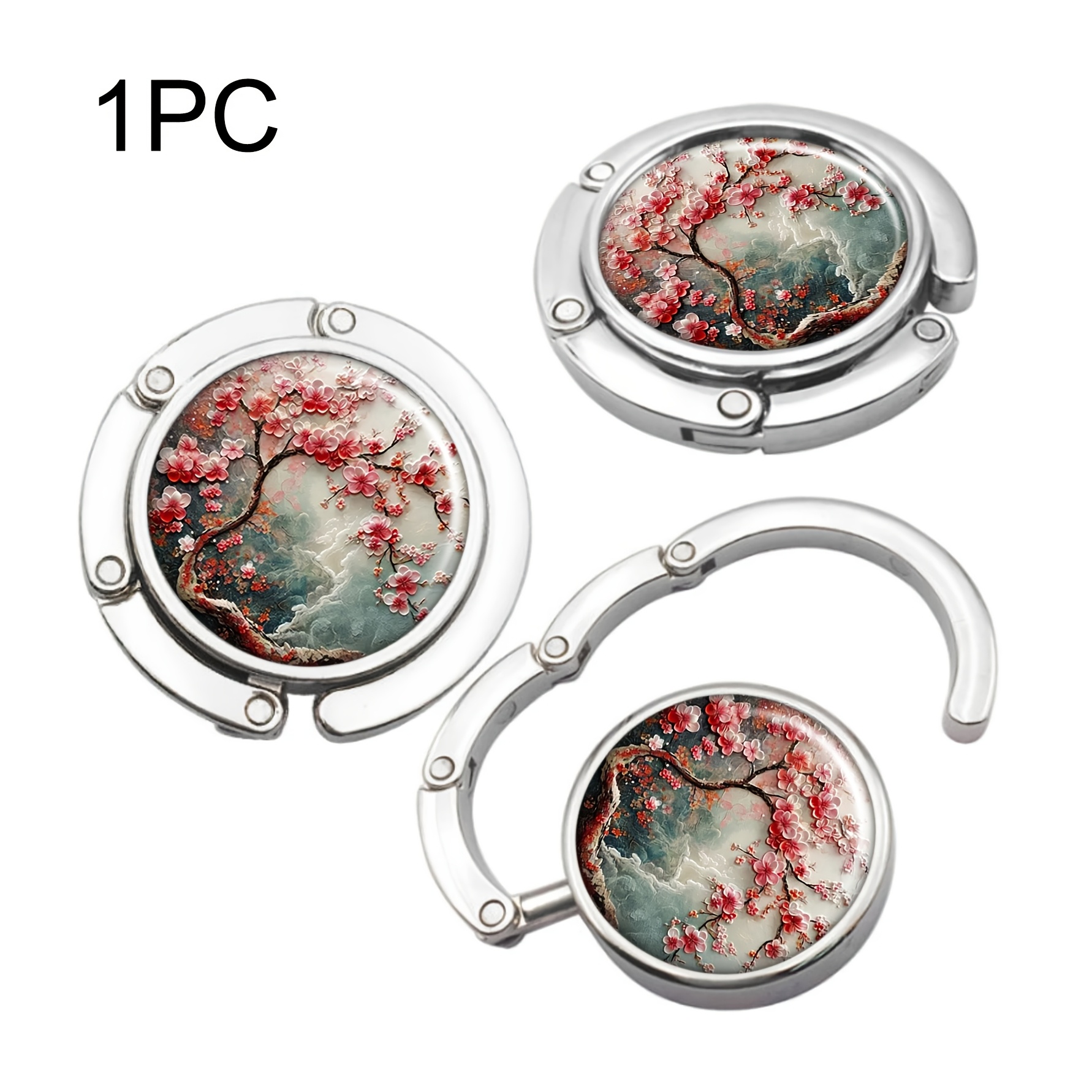 

Cherry Blossom Design Zinc Alloy Handbag Hanger - Romantic Folding Purse Hook For Table - Portable Tabletop Handbag Holder