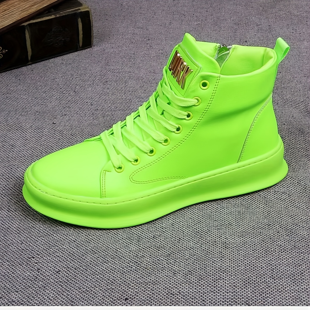 fluorescent green shoes sold on Temu United States