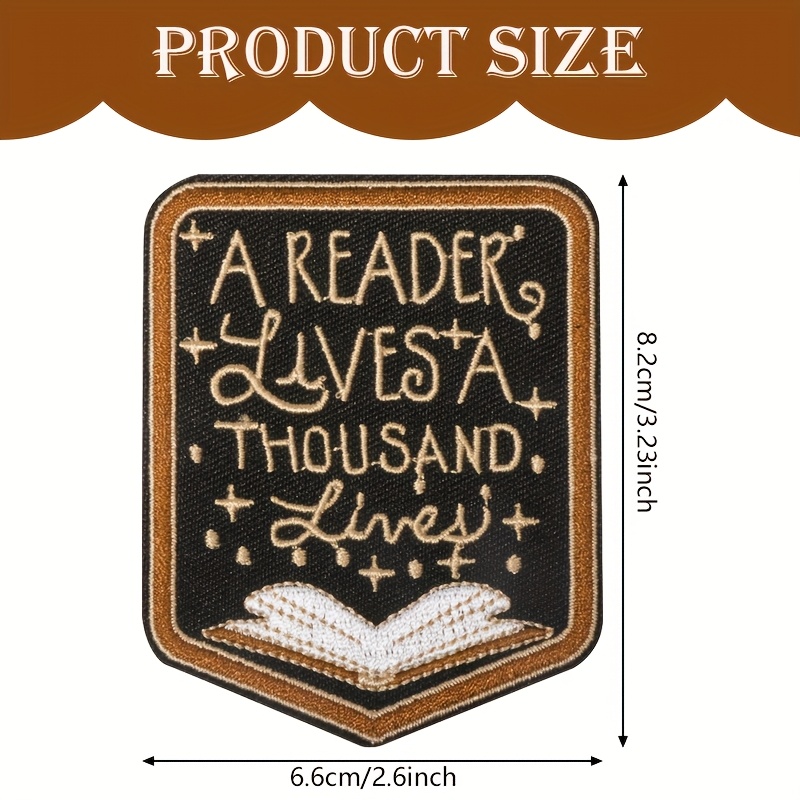 TEMU 2d Flat 1pc Reading Embroidery Patch Badge Sew Or Iron On, , Suitable For Clothing, Jackets, Shoes, Hats, Backpacks, Luggage Diy Decorative