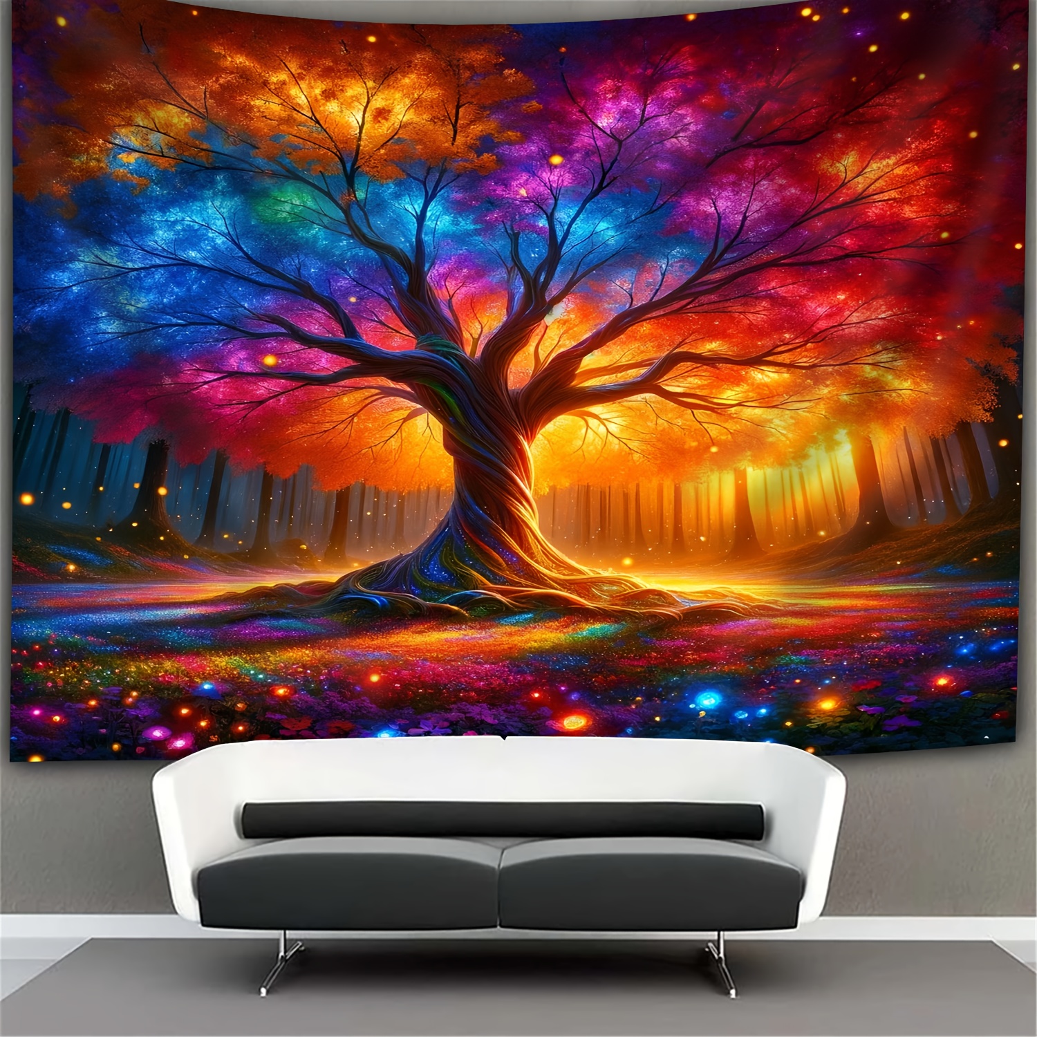 Magic Life Tree Uv Black Light Fluorescent Tapestry For Room Decor_voghion.com
