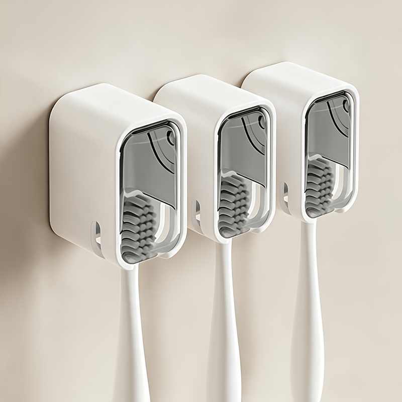 TEMU 1 porte-brosse à dents avec couvercle, boîte anti-poussière, support mural pour brosse à dents électrique perçage