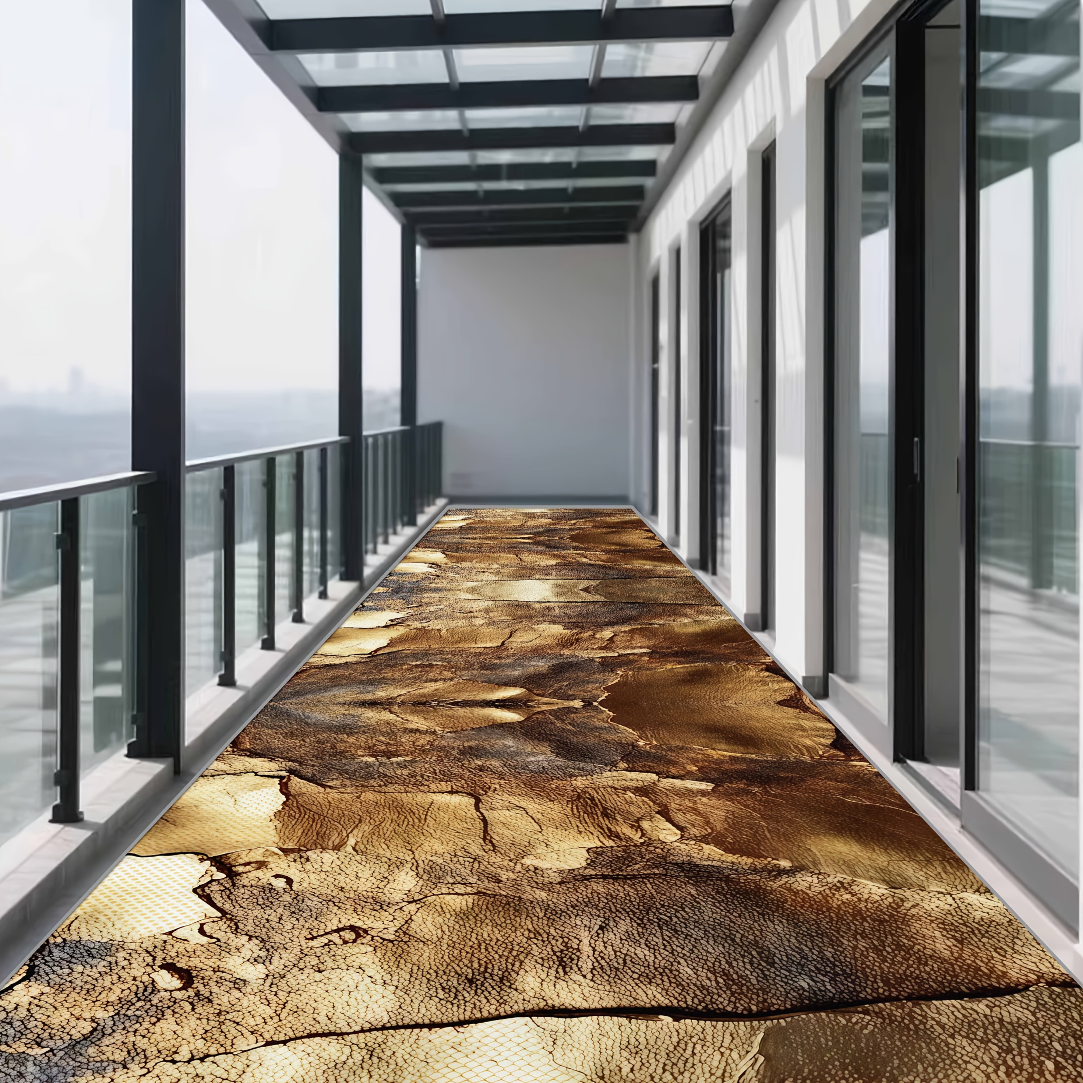TEMU Shipping: 1pc Of Golden Diamond Velvet, Abstract Rock Pattern Area Rug, Room Decorative Printed Long Rug, Bohemian Geometric Hallway Runner,