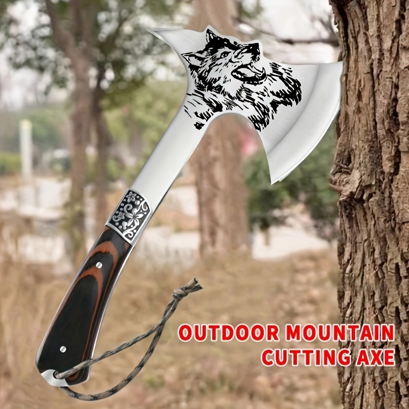 

Multifunctional Axe Camping Axe With Nylon Sheath, Stainless Steel With Wooden Handle, Outdoor Hiking Axe Suitable For Camping Outdoor Agricultural Work