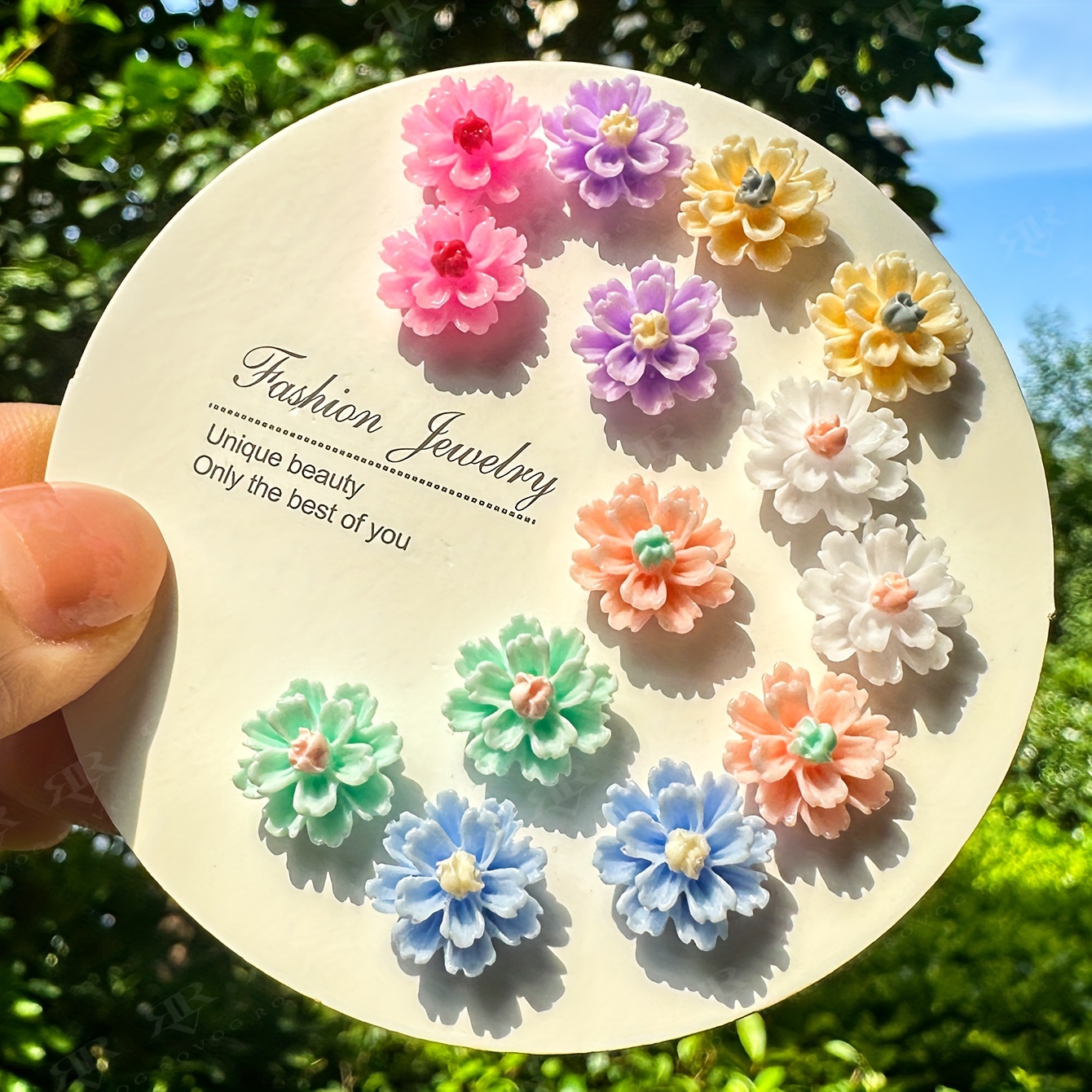 Image of 7 Pairs Of Simple, Delicate, Sweet, And High-end Candy-colored Floral Women's Vacation And Party Wearable Fashion Stud Earrings Set