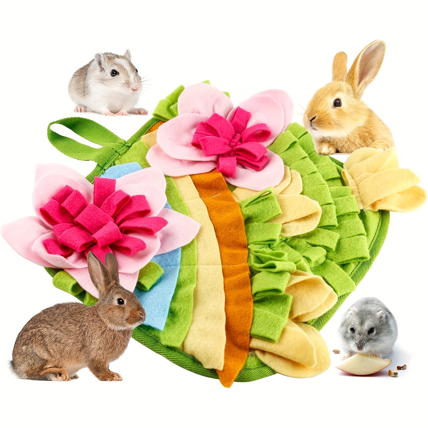 

-shaped Snuffle Mat For Small Pets - Interactive Foraging Toy For Rabbits, & Hedgehogs - Polyester Fiber