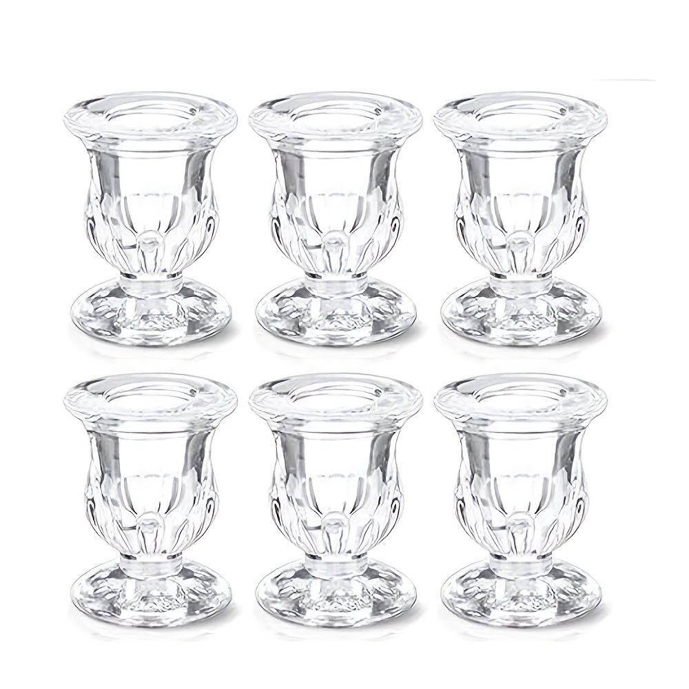 Glass Candle Holders For Candlestick, 6/12pcs Crystal Taper Candlestick Holder Clear Candle Sticks Holder Set For Wedding Party Christmas Living Room Dining Room Table Centerpiece