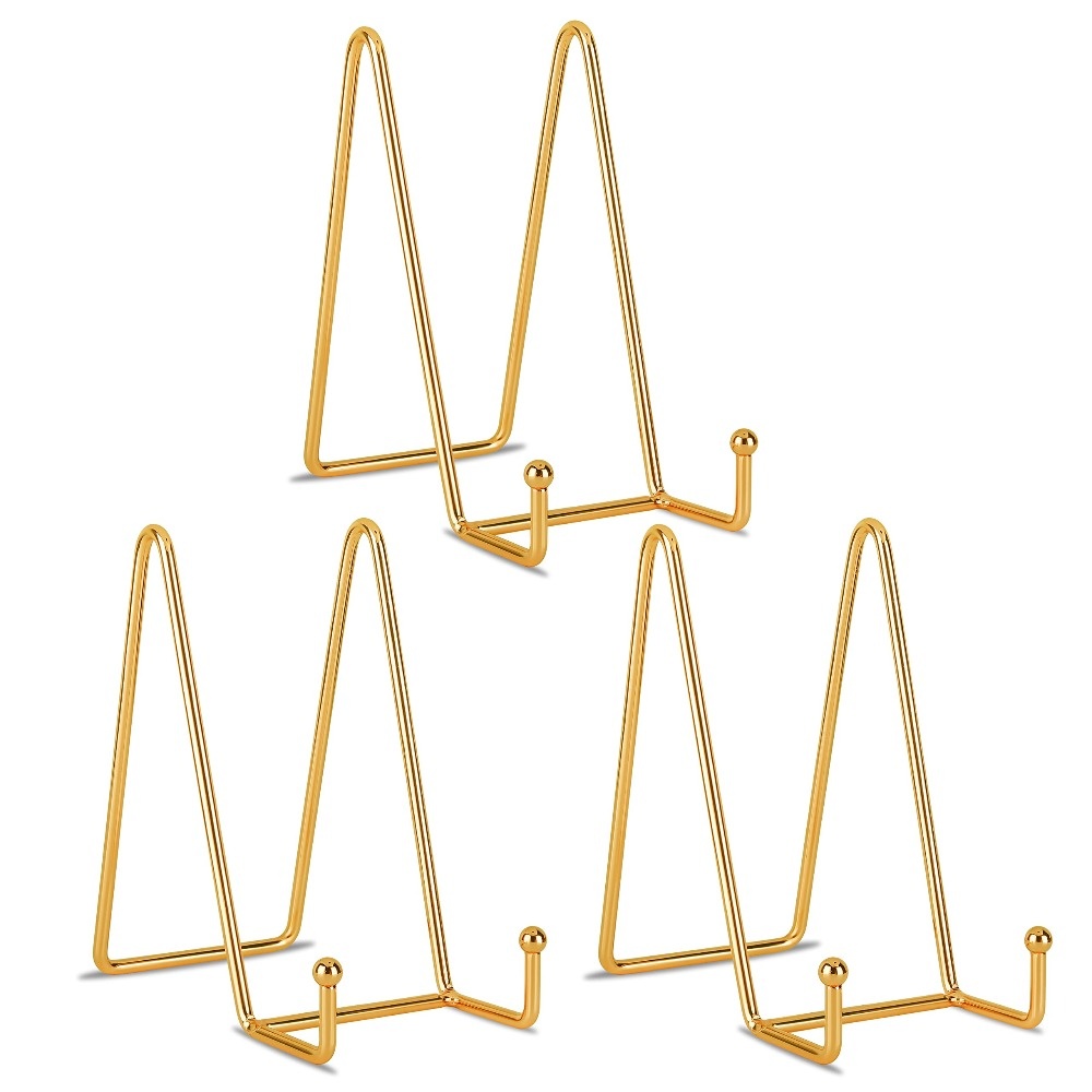 TEMU 6-pack Golden Metal Display Stands, Plate Holders, Plate Racks, Display Stands, Suitable For Photos, Decorative Plates, Books, Picture Frames,