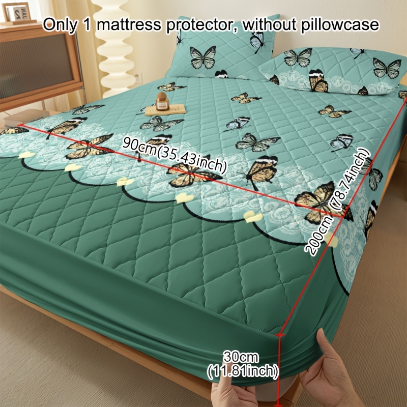 TEMU 1pc Of Minimalist -friendly, Breathable, Soft And Comfortable Twill Xiangxiang Love Pattern Interlayer Mattress Protector, Printed Bedspread,