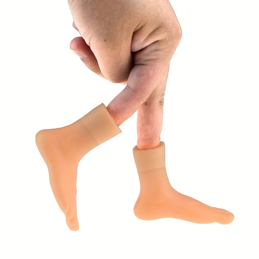 

Left & Right Foot Finger Puppets - Novelty Rubber Hand Puppets For Play And Decor, Nude Color, Play Model