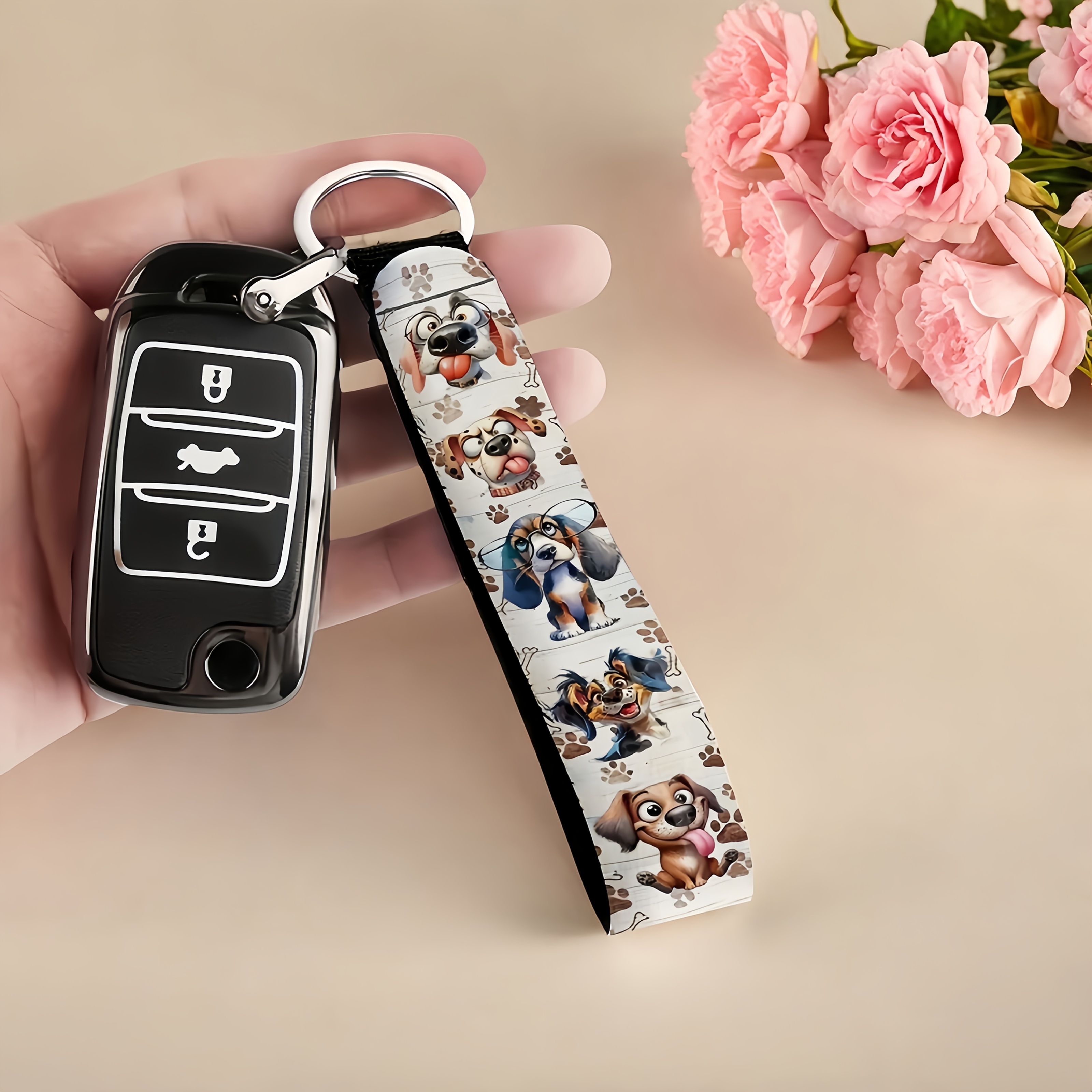 Dog Lover Keychain - Neoprene Unisex Gift For Car Keys, Camera, Backpack, Phone & Home Use