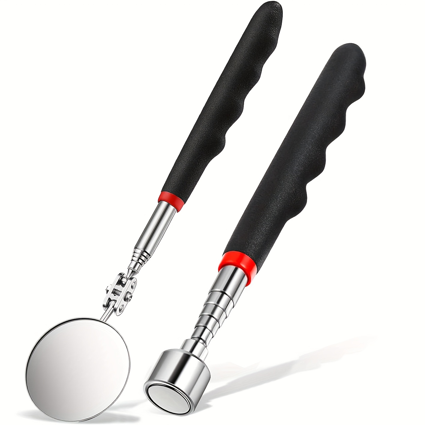 TEMU 2pcs Telescoping Magnetic Inspection Mirror Tool Set With 20 Lb Magnetic Tool, Telescoping Magnetic Rod, And 360-degree Rotating Folding