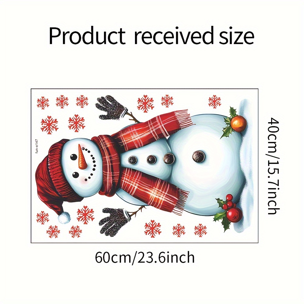 Christmas Snowman & Red Snowflake Fridge Magnet - Removable, Waterproof Pvc Decal For Festive Home Decor, 15.7x23.6 Inches, For Christmas, Winter