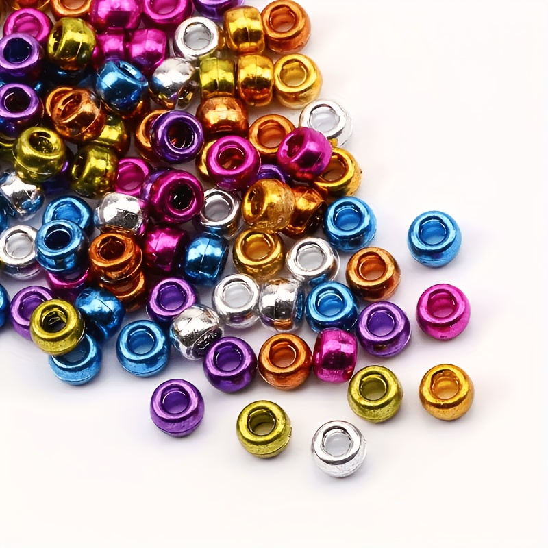 TEMU 66/132 pièces de perles Pony à grand trou 6x9mm, perles acryliques multicolores pour la fabrication de bijoux DIY, accessoires pour cheveux