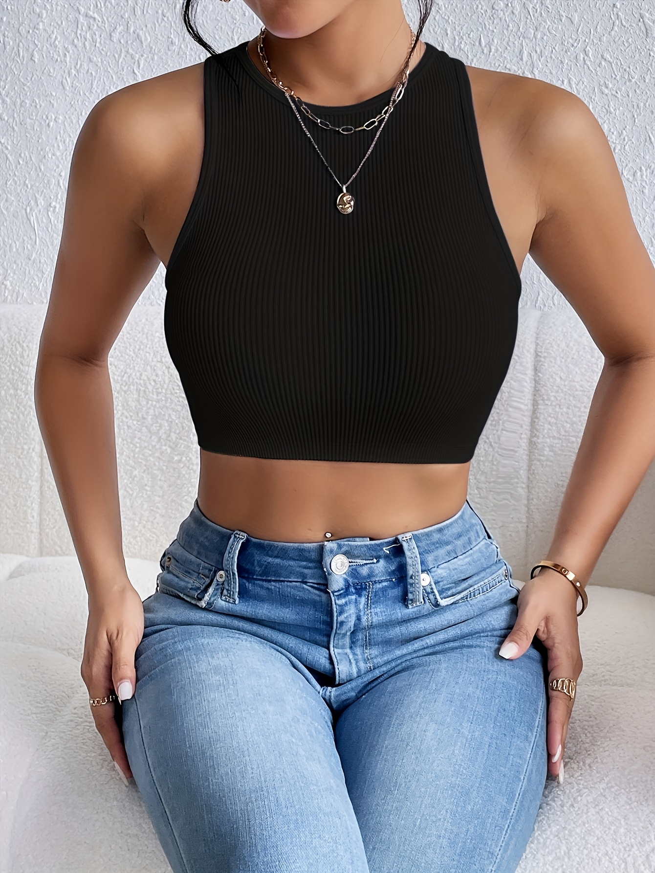 womens elegant white sleeveless crop top innerwear shirt Temu