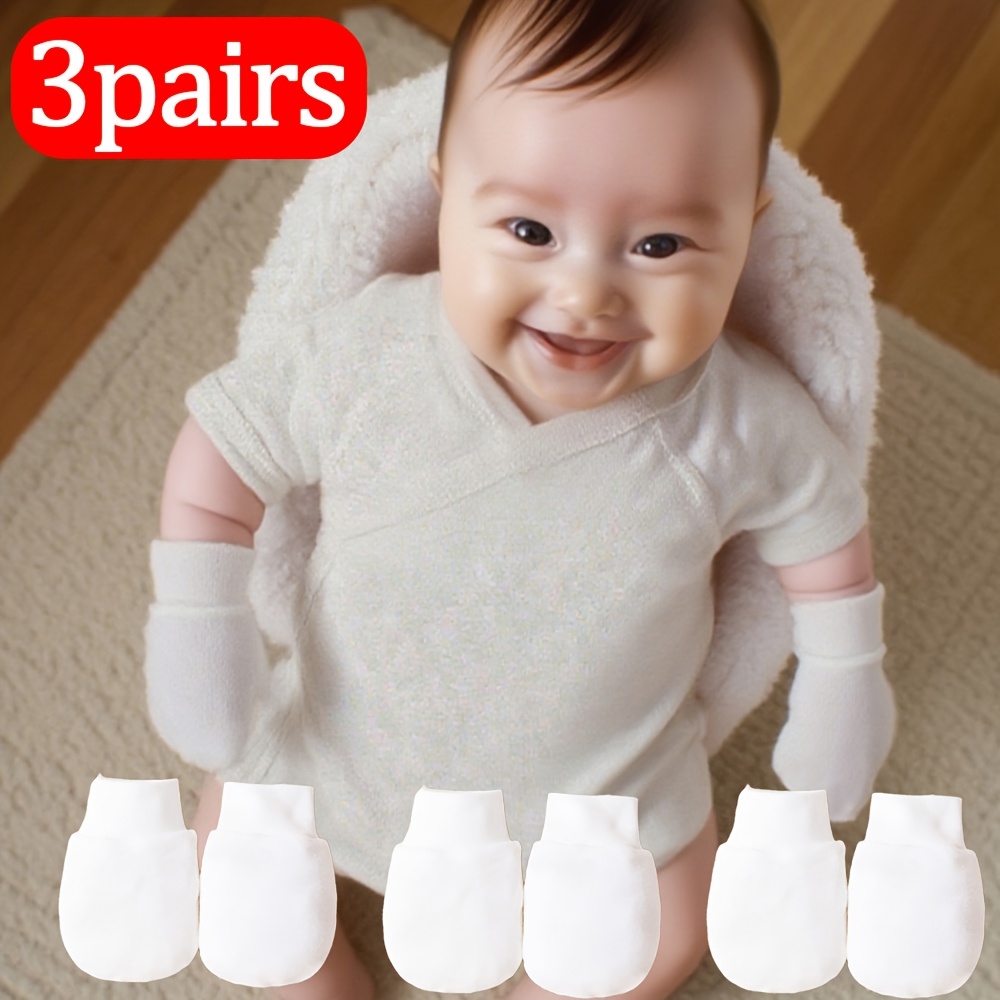 3 Pairs Of Unisex Mittens, Soft And Comfortable Prevention Gloves For 0-3 Months