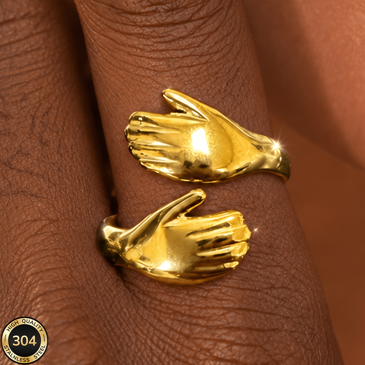 18K Gold Plated Open-End Ring, Unisex