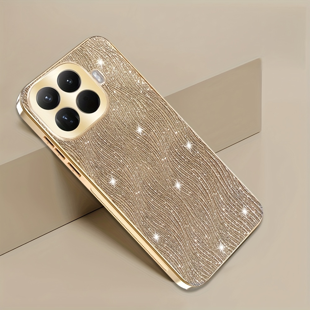 TEMU para teléfono: Adecuada para Xiaomi 15T/15T Pro. elegante y con acabado plateado, ondas brillantes, antideslizante y - dactilares