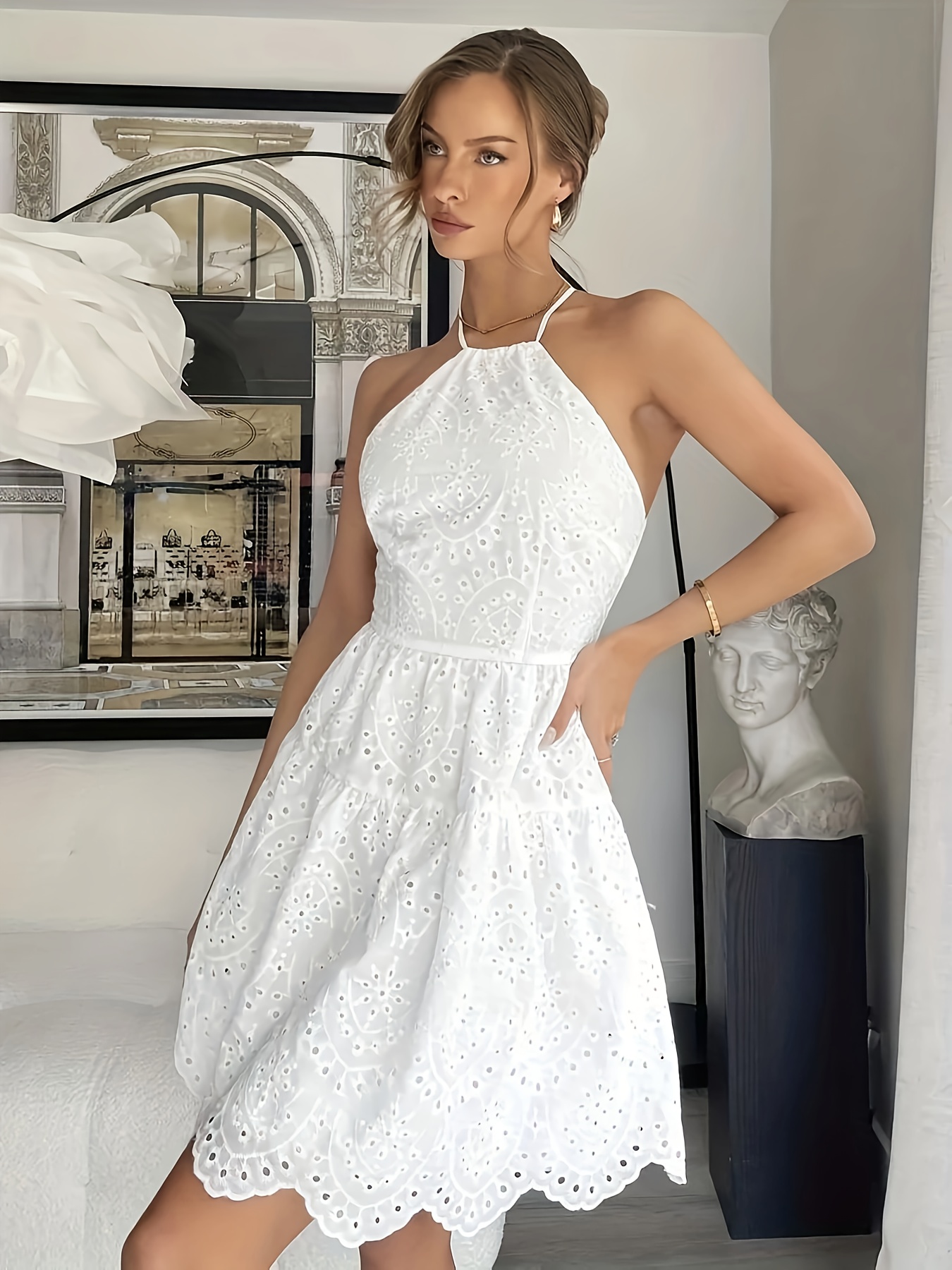 formal a line mini dress Frill Trim A-Line Mini Dress – MAGENTA ماجنتا main image 0