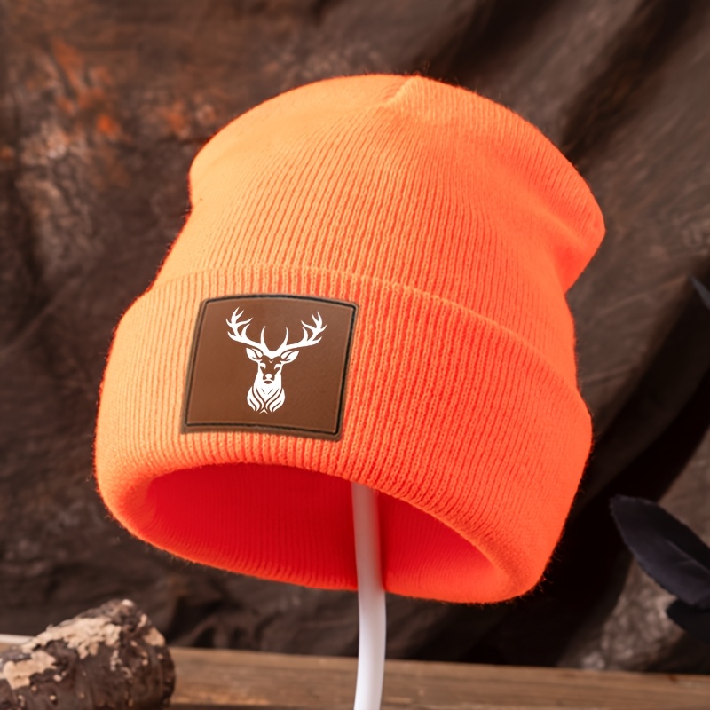 TEMU A Fun Deer Head Knitted Beanie For Autumn And Winter, Featuring High Elasticity, , , And . This Brimless Hat Is Suitable For Outdoor Leisure,