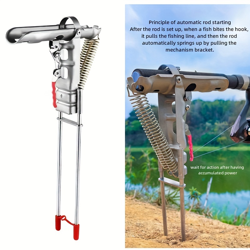 PC Automatic Spring Fishing Rod Holders Stainless Steel, Automatic  Fishing Rod/Sea Rod Holder, High double spring, Adjustable Sensitivi