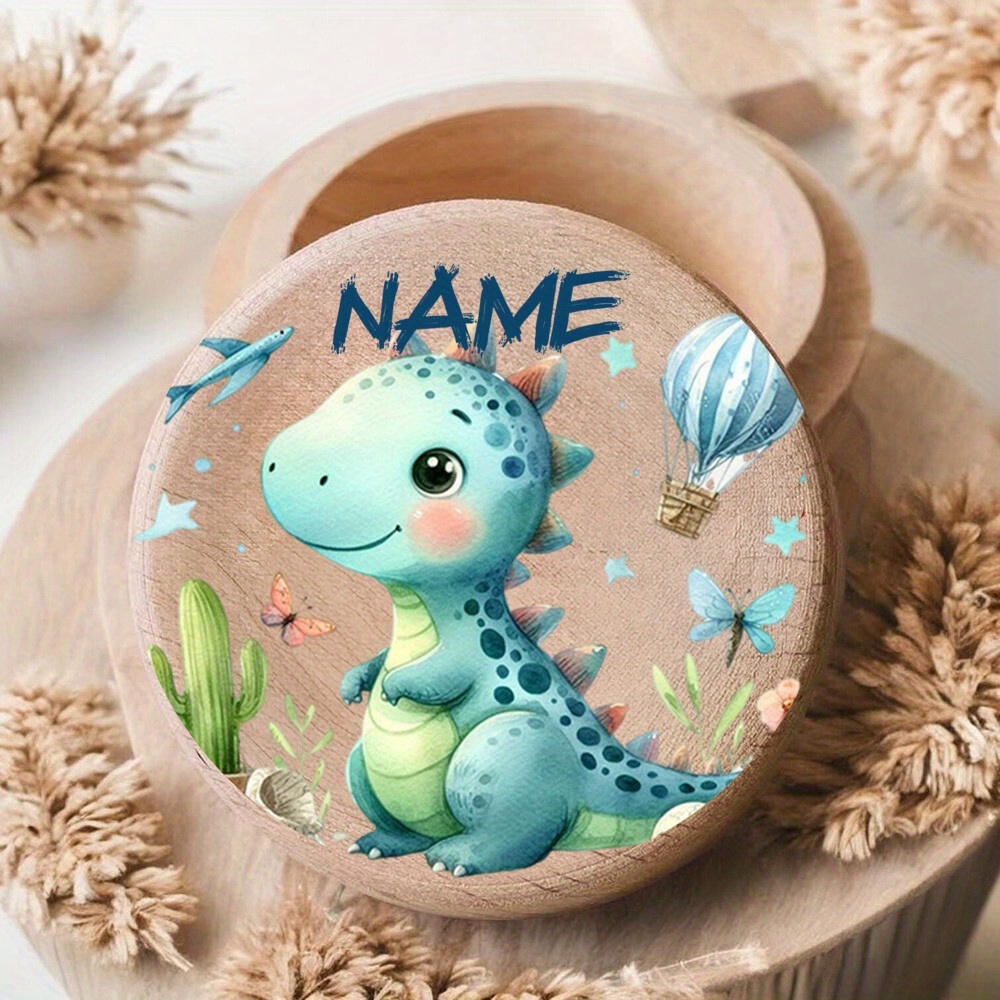 Image of Custom Wooden Tooth Boxes Featuring Jungle Animals, Perfect For Storing , Cords, And Curly Hair As Keepsakes