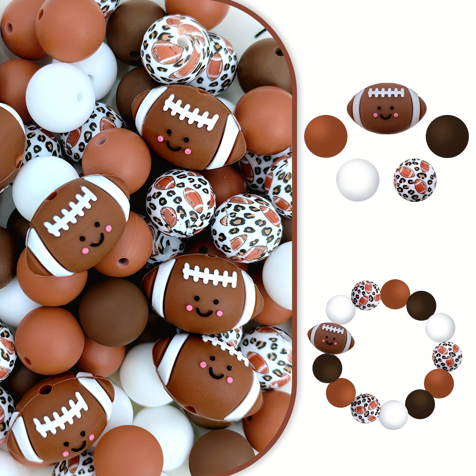 TEMU 25pcs 3d Olive Ball Shape Silicone Beads; Leopard Print Olive Printed Round Beads; Suitable For Jewelry Decoration Earrings Necklace Handbag